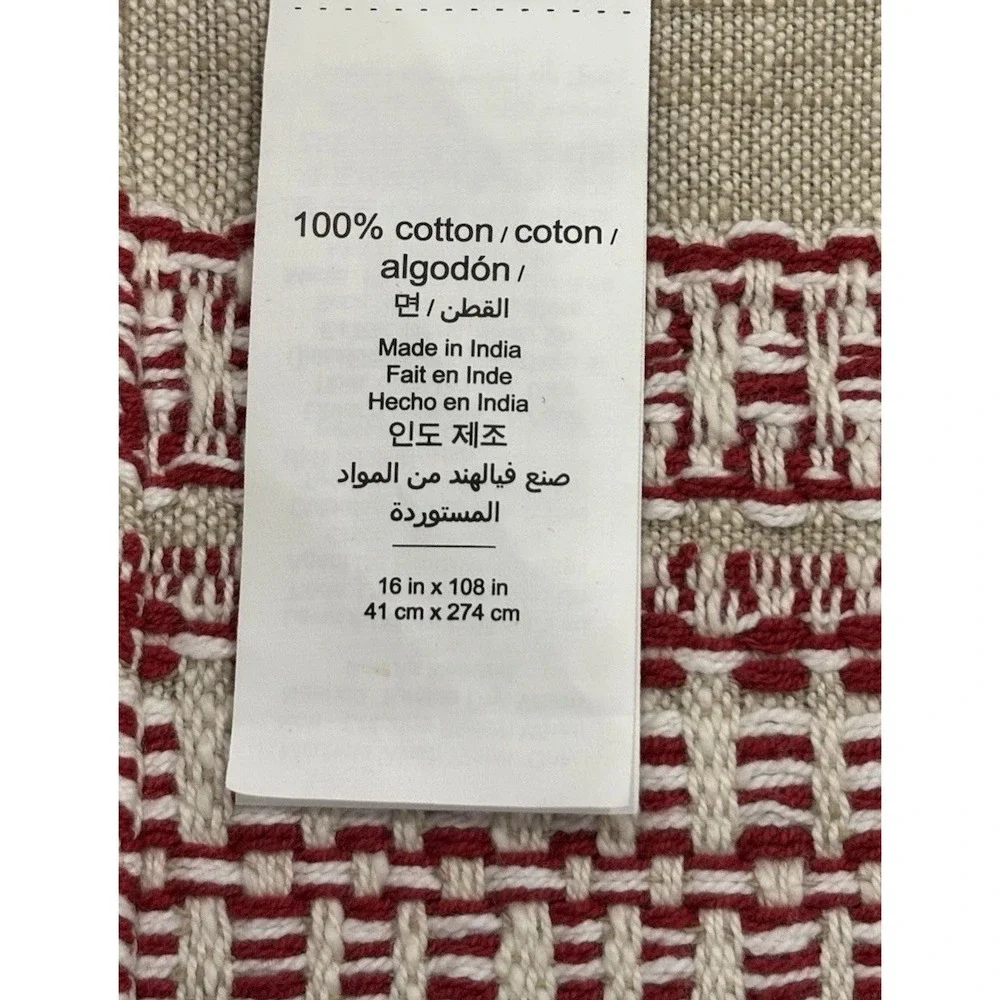 Williams Sonoma France Stripe Table Runner Flax Red Port Rouge 108 X‎ 16